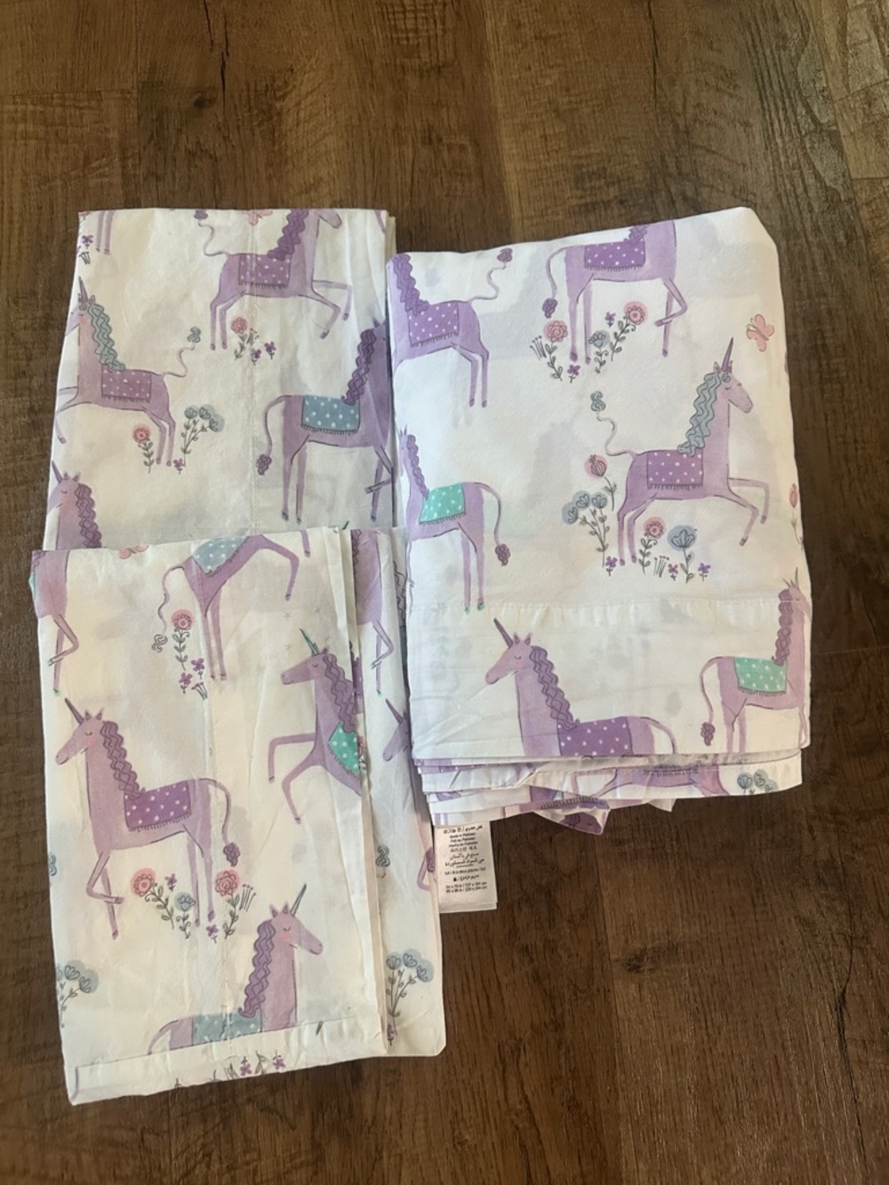 Pottery Barn Kids pillowcase & flat sheet from the Magical Unicorns collection